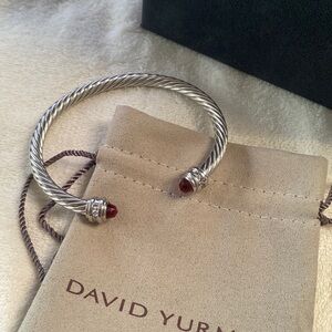 Cable Classics Bracelet in Sterling Silver with Garnet Topaz and Pavé Diamonds